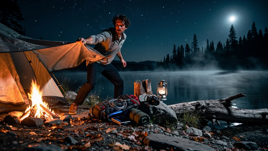 Bivouac au bord d'un lac sauvage illustrant les risques et la beauté du camping hors emplacement classique