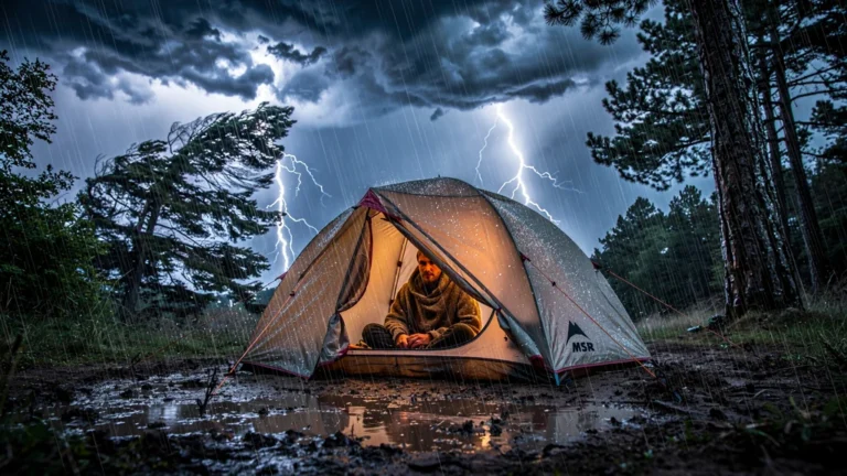 Nuit de tempête sous ma tente MSR à Moncoutant, un abri solide qui m'a rassurée en camping sauvage