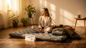 Matelas auto-gonflant à 80 euros confortable pour dormir au sol, idéal pour les nuits difficiles