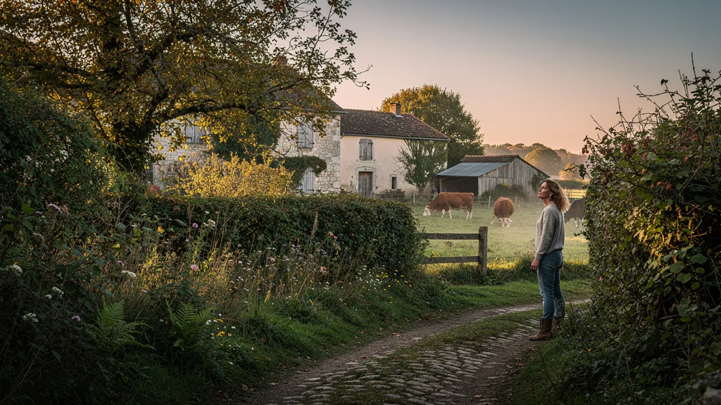 Silence du bocage vendéen au crépuscule, paysage naturel et paisible contrastant avec les forêts du Mercantour