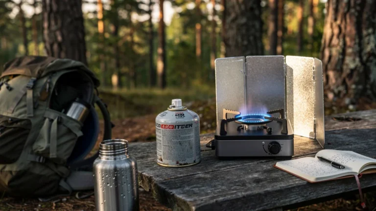 Mesure précise de la durée d'une cartouche gaz 230g sur trois jours de bivouac avec et sans pare-vent