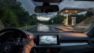 Conducteur regrettant d’avoir payé 35 euros d’essence pour rentrer plus tôt sans vérifier la météo locale