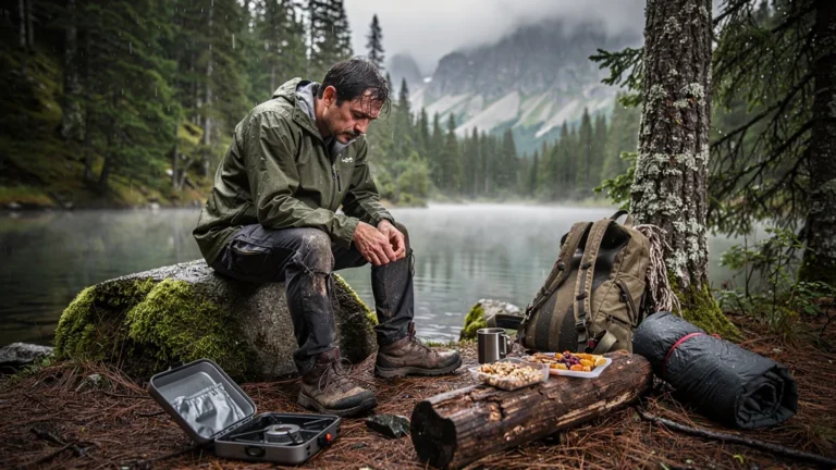 Campeur frustré oubliant son réchaud, mangeant froid pendant 2 jours de bivouac en pleine nature