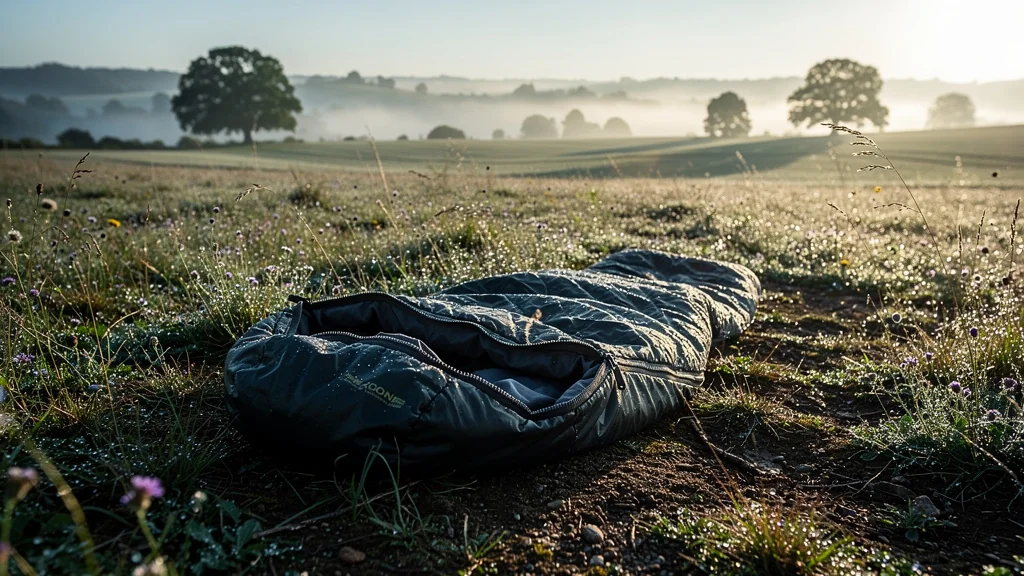 Photo hyper-réaliste du duvet trempé par la rosée matinale sur la Gâtine en plein air