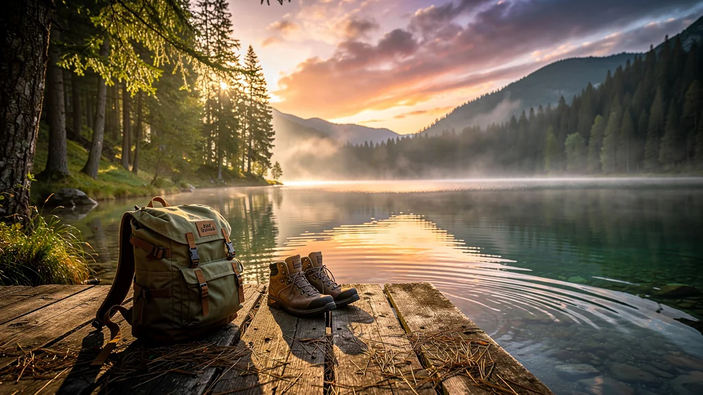 Paysage naturel Epaf vacances avec lac montagneux au coucher du soleil et ambiance détente en pleine nature